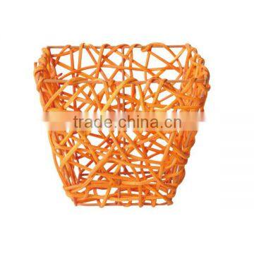 Orange spuare handmade vine basket for Halloween Day