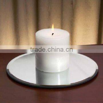 decorative round beveled mirror candle plate