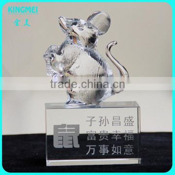 Zodiac Crystal Mouse Souvenir animal crystal figure With Engraved Base