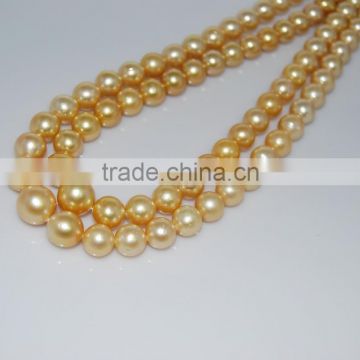 10-11mm AA golden round south sea pearl strands
