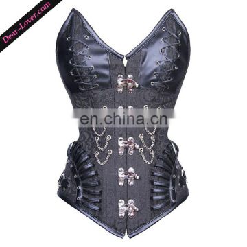 Fashion black cool rock style steel boned corset