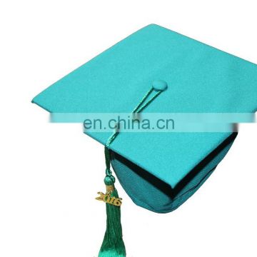 Matte Fabric Graduation Cap With Tassel-Emerald Green