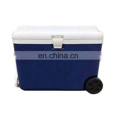 Picnic Food Storage Plastic Box 50L Custom Large Standing Ice Cooler with Wheel