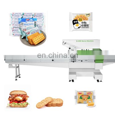 Automatic Loaf Cupcake Bread Nitrogen Biscuit Tissue Mask Stick Fill Flow Wrapper Donut Pack Machine