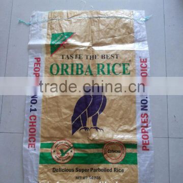 brand new plastic rice packaging bag 50kg bag of rice 50kg pp rice bag with high quality
