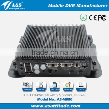 BUS TAXI Vehicle DVR with apps 3G WIFI HDD 8CH Mobile DVR