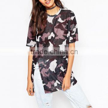 3D camo t-shirt women fashion dress design apparel wholesaler guangzhou
