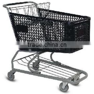 Plastic shopping cart, price of a supermarket cart,wholesale plastic hand shopping trolley