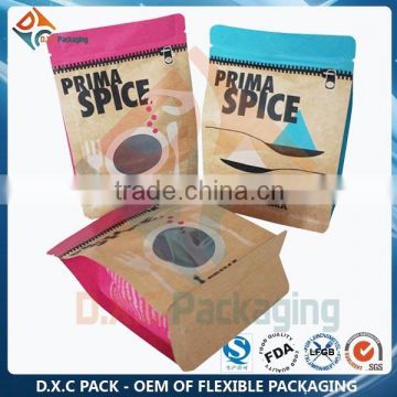 Resealable Craft Paper Bag With Customized Window For Food Packaging