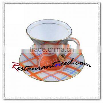 B128 200ml YAMI Rounded Oblique Tea Cups & Saucers 5 Set