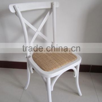solid wood X back chair with rattan seat for dining