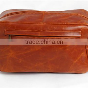 Boshiho oil waxy cowhide leather bag cosmetic case