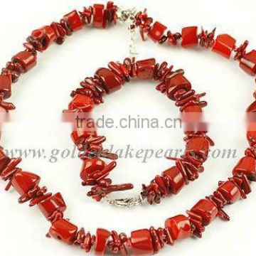 Red Coral Fashion Jewelry Set