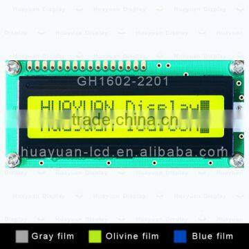 16 characters 2 line lcd module with LED,Y-G,White Backlight