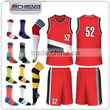 wholesale blank basketball jerseys set / reversible basketball uniform set