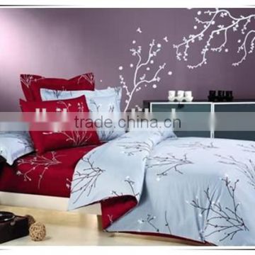 Popular aqua wintersweet print coral fleece bedding set 4PCS