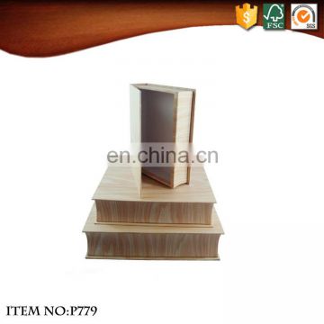 Wholesale wooden paper fake book customize design storage book shaped gift box,book shape box with magnet