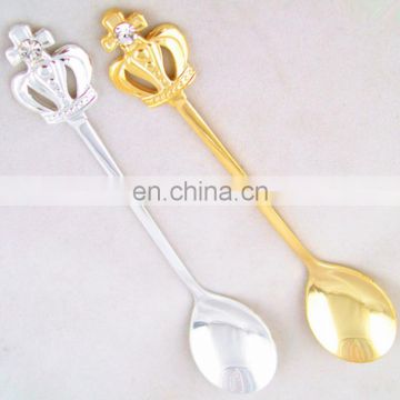 Wholesale Fashionl High-Class Restaurant Use Custom Crystal Crown Design Polished Stainless Steel Dessert Spoon