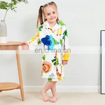 Cow Printed Super Soft Flannel Fleece Toddler Kids Cartoon Hooded Plush Robe Animal Pajamas Fleece Bathrobe Children Sleepwear