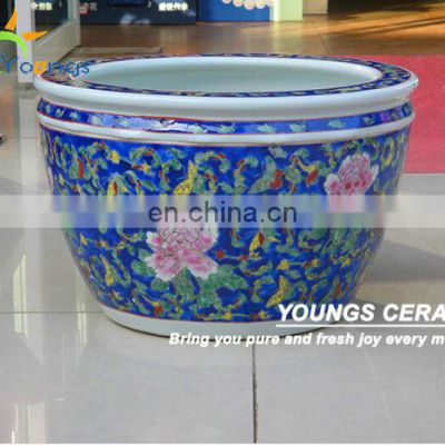 Wholesale large chinese famille rose ceramic plant pots garden decoration furniture