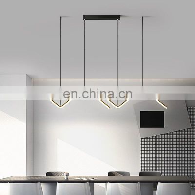 Modern Gold Chrome Stainless Steel Atmosphere Pendant Lighting LED Chandelier Lamp Strip Pendant Light