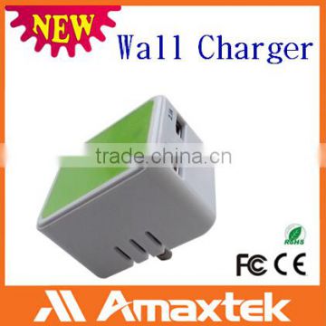 Fast Mini Dual USB Wall Charger for Mible Phone, Flat Dual USB power adapter