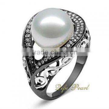 New Arrival 18K Black Gold Southsea Pearl Ring