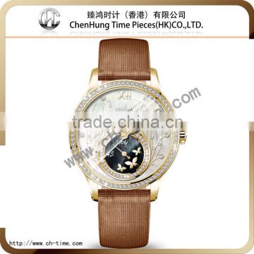 Geneva big face quartz promotional wrist girls hand chain watch chinese pretty dial stainless steel case watch