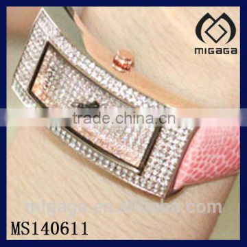 fashion 304L s.s rectangle case quartz watch with rhinestone setting*rectangle rhinestone watch quartz movt for ladies