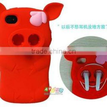 Loverly Soft 3D pirate pig silicone case for iphone 5g