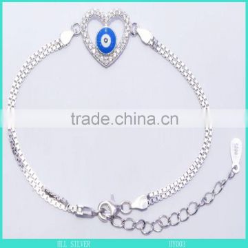 925 silver evil eye bracelet heart shape bracelet sterling silver love bracelet