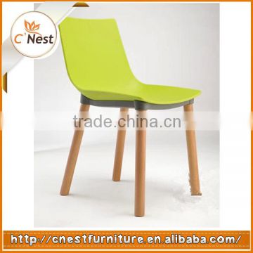Green Stackable Cafe Wooden Legs Dining Chair