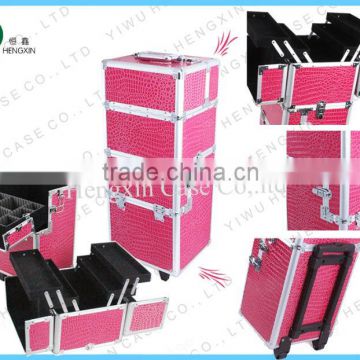 2 in1 abs aluminum trolley case aluminum restractable handle make up container ,professional beauty case trolley(HX-CT13)