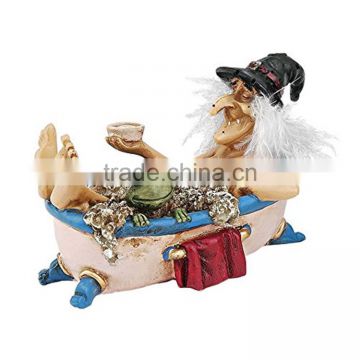 Personalized Handmade Painted Decorative Resin Cauldron Witch Statue