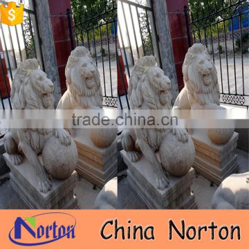 Norton foreign ancient marble animal powerful pairs lion playing ball NTBM-L023L