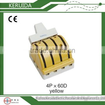 electric yellow 4P 60A double throw porcelain knife switch