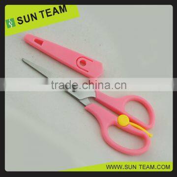 SC011 5-1/4" children plastic kids scissors with save cover