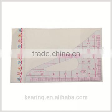 1.2mm thickness 1:4 plastic sandwich line triangular scale ruler for fashion design# 8514