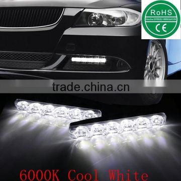 6000K Cool White 6LED Universal Fit LED Daytime Running Lights For Car