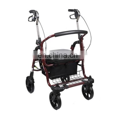Knock down mobility walking aids 4 wheels foldable rollator walker aluminum alloy