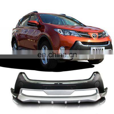 Fit For Toyota RAV4 RAV-4 2013-2015 Front+ Rear Bumper Diffuser Bumpers Lip Protector Guard skid plate ABS Chrome finish 2PES