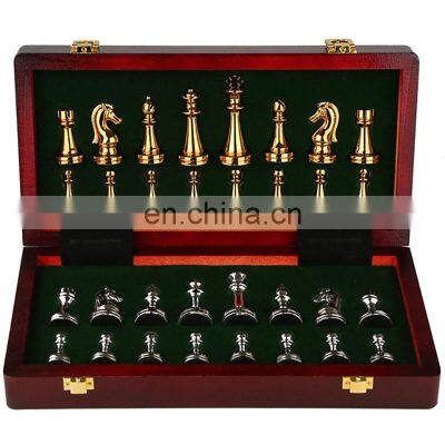 Luxury Indoor Classic Puzzle Game Chess Medieval High Quality Gold Silver  Bronze Chess Board Game