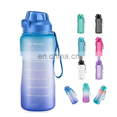 wholesale new design customized logo bpa free plastic gym sport fitness bottle with motivational time markings
