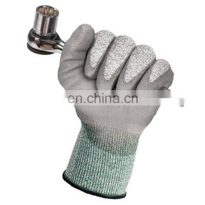 PU Coated UHMWPE Fiber Cut Level 5 Safety Gloves Cut Resistant And Laceration Protection Gloves Drywall Cut Work Gloves