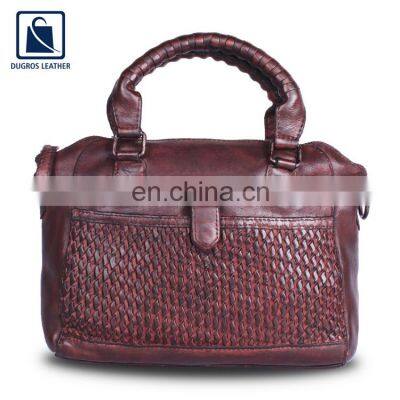 Bulk Quantity Supplier of Zipper Closure Type Vintage Style Women Genuine Leather Handbag