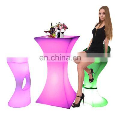 led cube /16 colors led plastic high cocktail table and chair waterproof glow light bar night club furniture