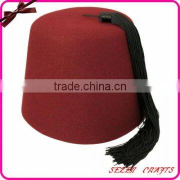 100% Sheep Wool Red Fez hats with Black Tassel                        
                                                Quality Choice