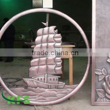 Bronze boat relief in circle sculpture