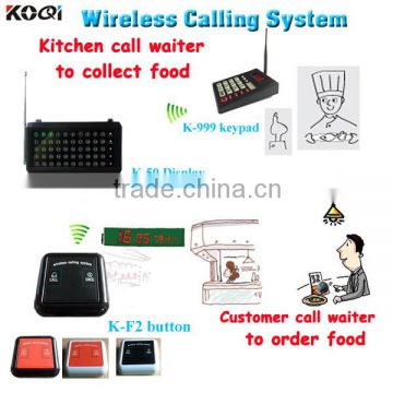 Show 50 Numbers Kitchen Equipment Wireless Buzzer System Pager Service K-50+K-999+K-F2