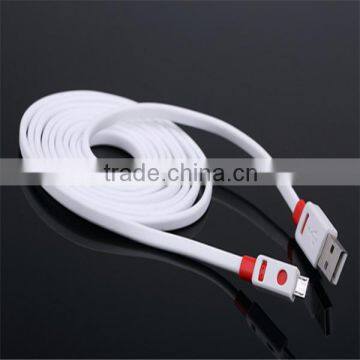 Hot sale usb2.0 and micro usb 5 pin connector flat charging sync data cable for universal samsung phones